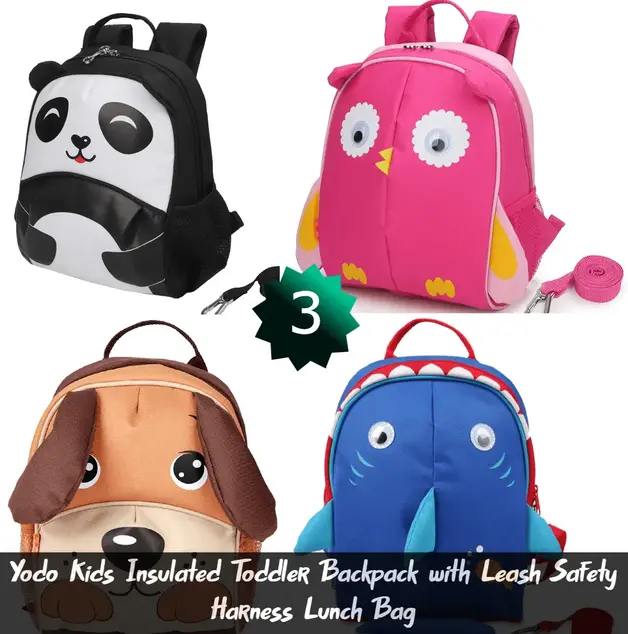 Yodo Kids Insulated Toddler Backpack with Leash Safety Harness Lunch Bag