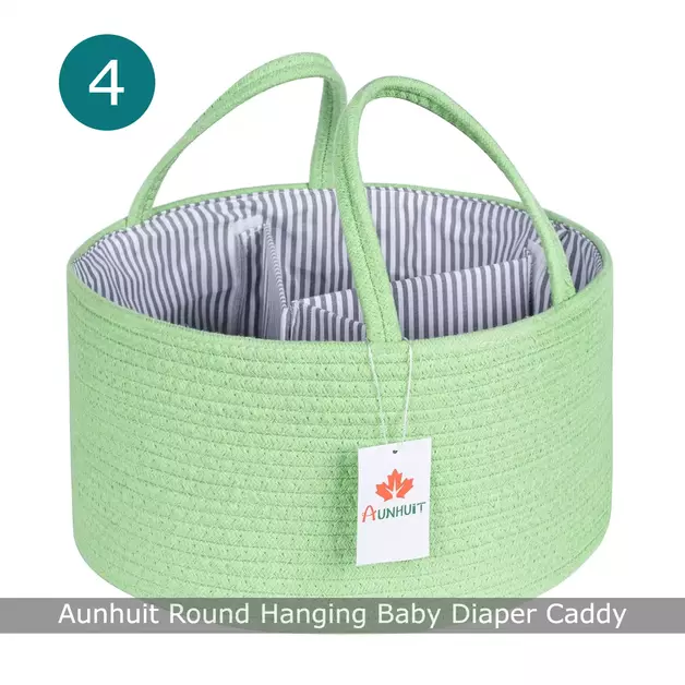Aunhuit Round Hanging Baby Diaper Caddy Nursery Organizer